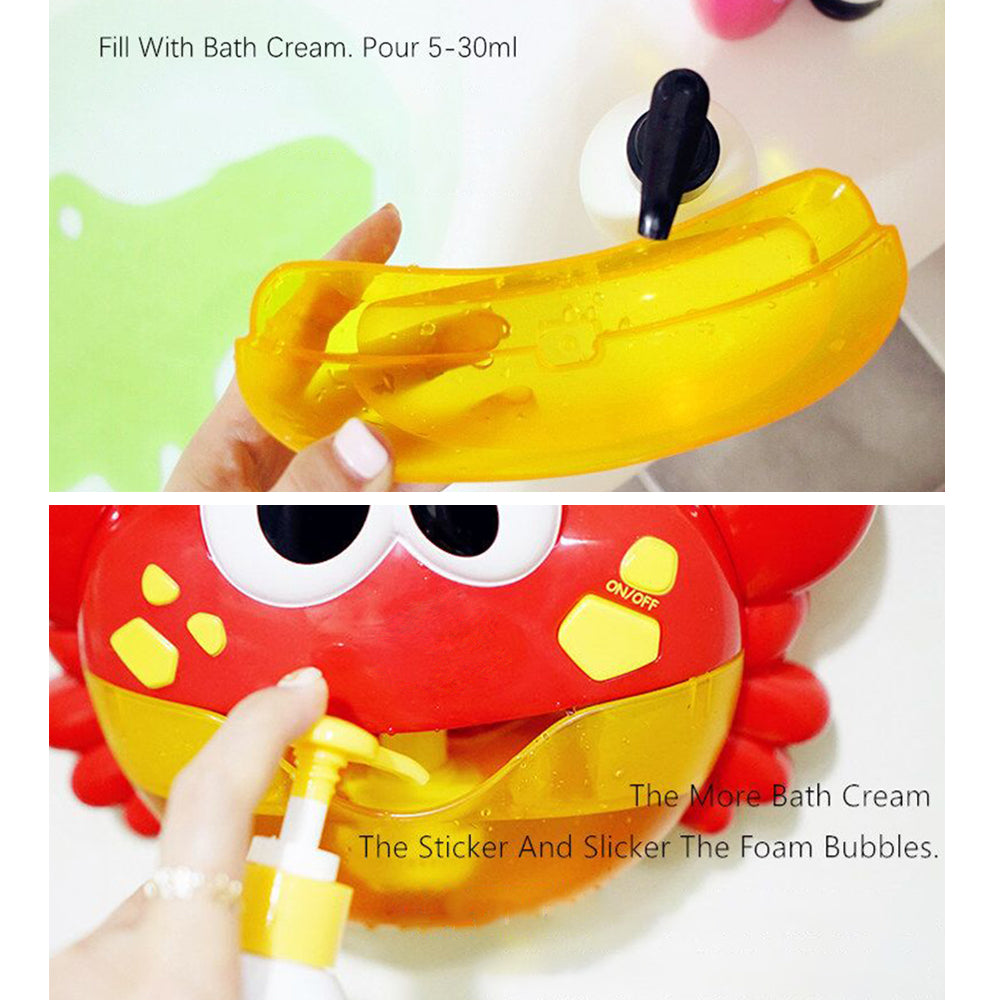 Filling the crab bath toy&