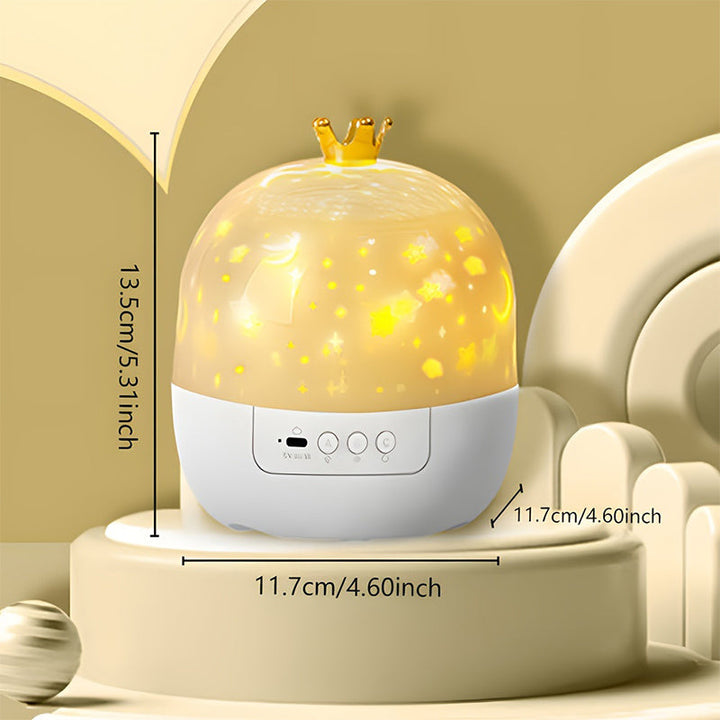 Crown-style night light measurement diagram showing 13.5 cm height and 11.7 cm width and depth.