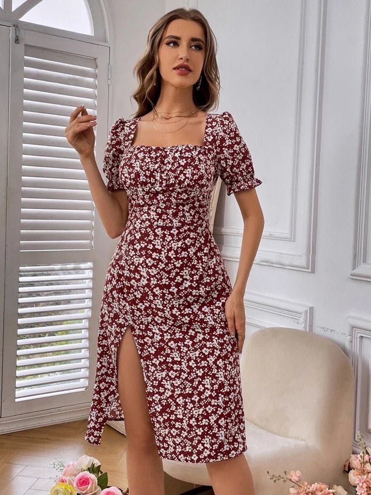 CurveCatch A - Line Dress™ — Slip Into Effortless Elegance That Turns Heads Instantly (Burgundy XL) - | Zavonix