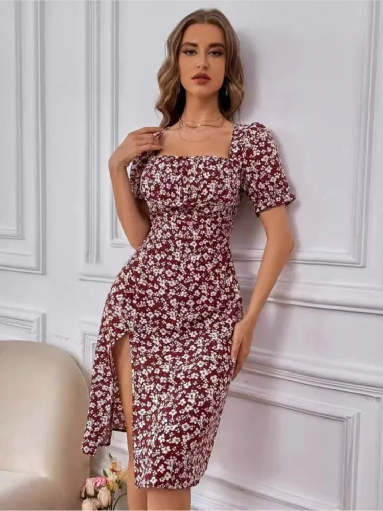 CurveCatch A - Line Dress™ — Slip Into Effortless Elegance That Turns Heads Instantly (Burgundy XL) - | Zavonix
