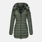 Veyla — Women’s Slim Quilted Hooded Puffer Coat with Ribbed Cuffs