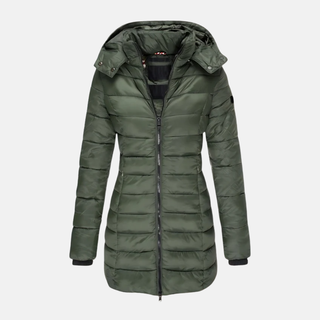 Veyla — Women’s Slim Quilted Hooded Puffer Coat with Ribbed Cuffs