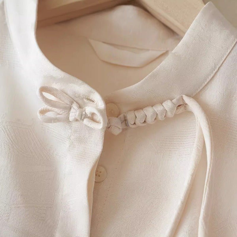 DAMASK BROCADE BLOUSE (Cream XS) - | Zavonix