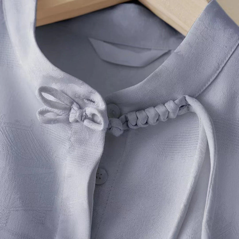 DAMASK BROCADE BLOUSE (Cream XS) - | Zavonix