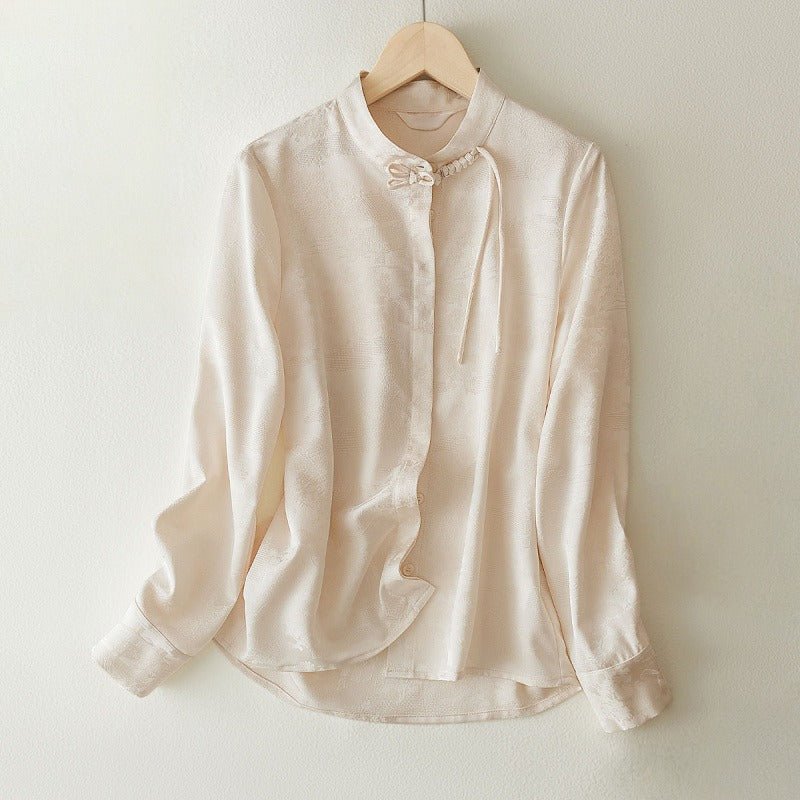 DAMASK BROCADE BLOUSE (Cream XS) - | Zavonix