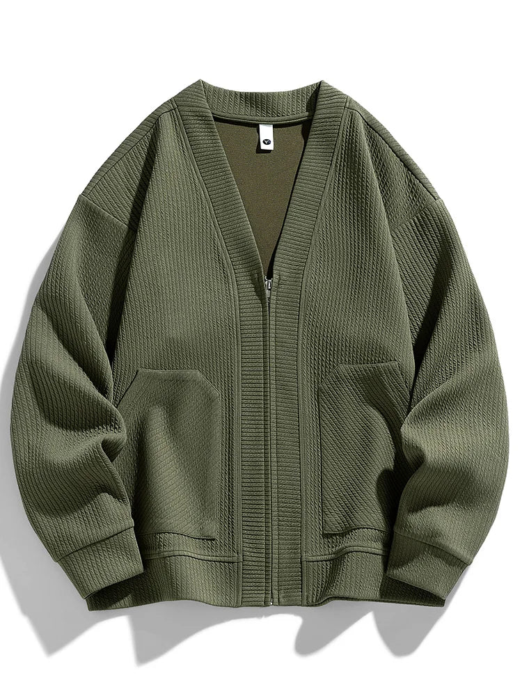 "Damiani" Zip - Up Sweater (Army Green XXS) - | Zavonix