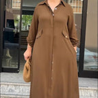 Danae™ - Women's Casual Solid Color Two - Piece Set (Brown S) - Damklader | Zavonix