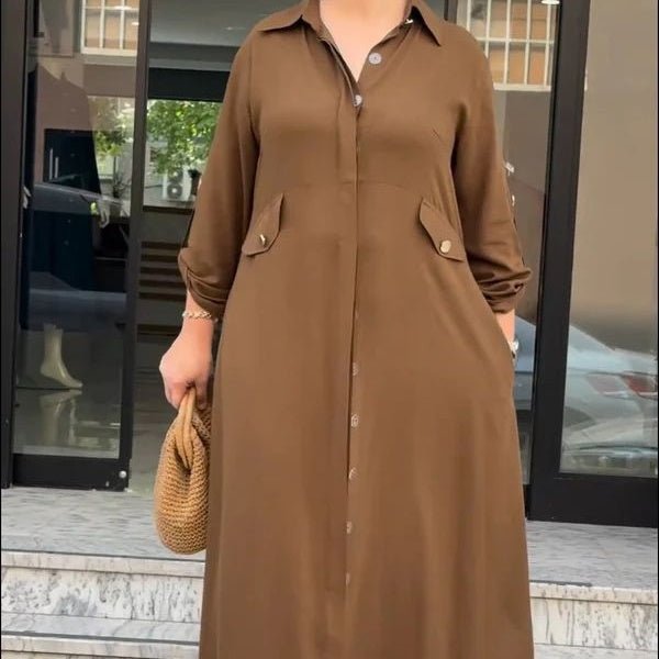 Danae™ - Women's Casual Solid Color Two - Piece Set (Brown S) - Damklader | Zavonix