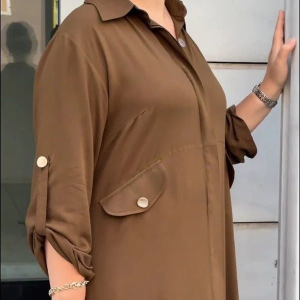 Danae™ - Women's Casual Solid Color Two - Piece Set (Brown S) - Damklader | Zavonix