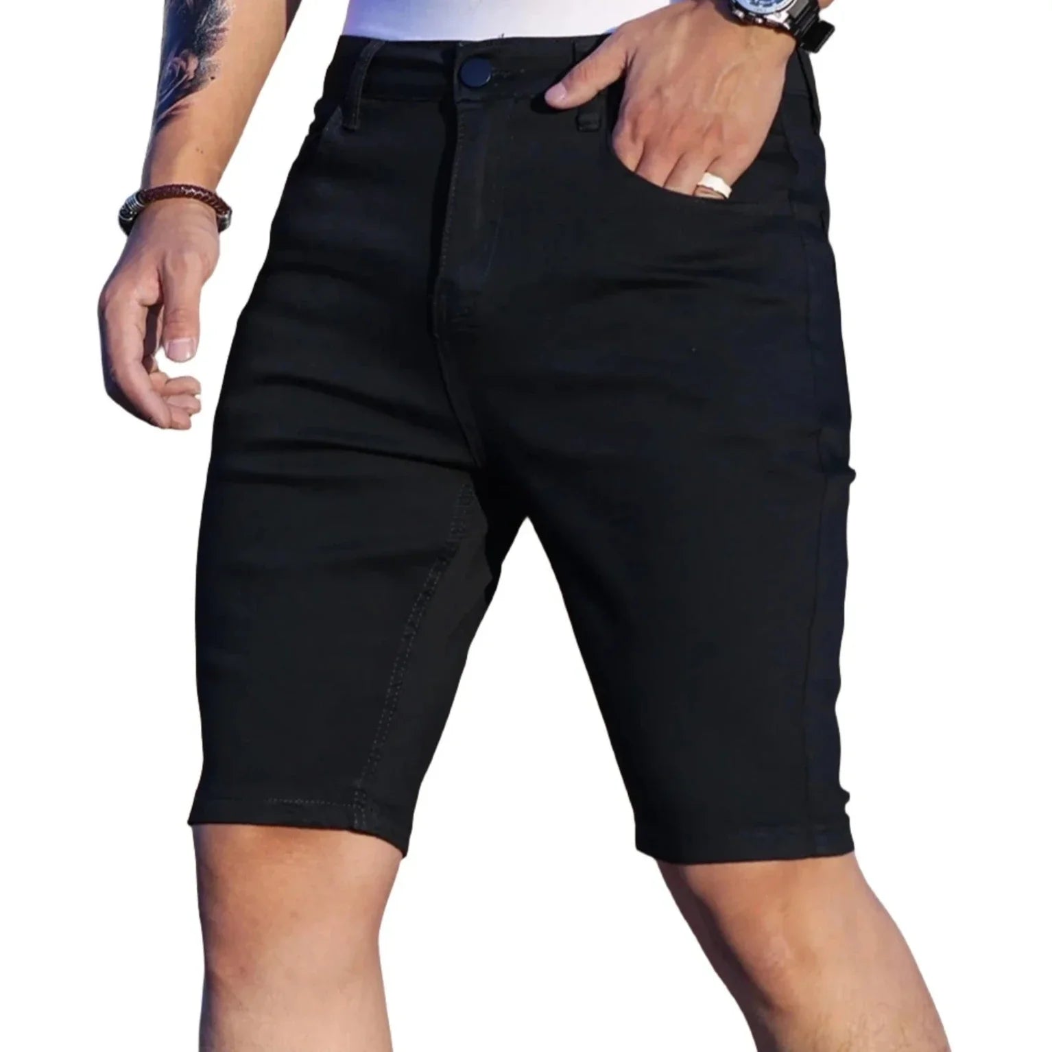 Daryn — Stretchy Denim Shorts with Breathable Comfort (Black S) - | Zavonix