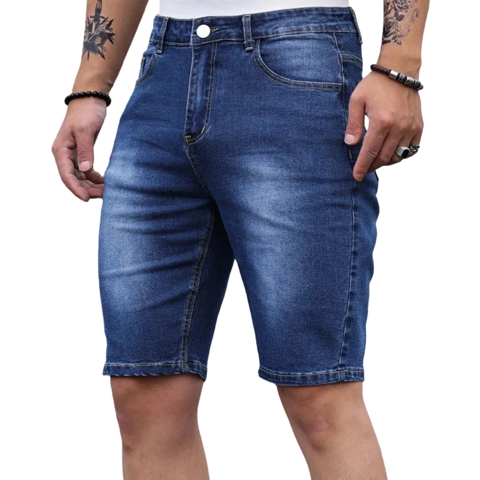 Daryn — Stretchy Denim Shorts with Breathable Comfort (Light Blue S) - | Zavonix