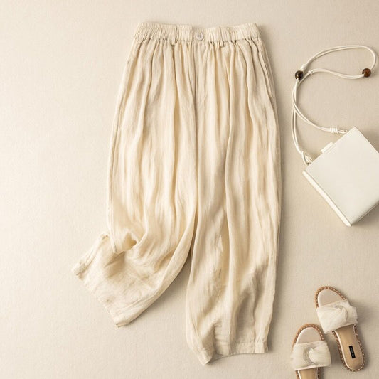Liora Linen Pants — Breathable Pleated Trousers with Soft Texture