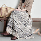 Delara — Breathable Linen Skirt with Bohemian Prints (XS ) - | Zavonix