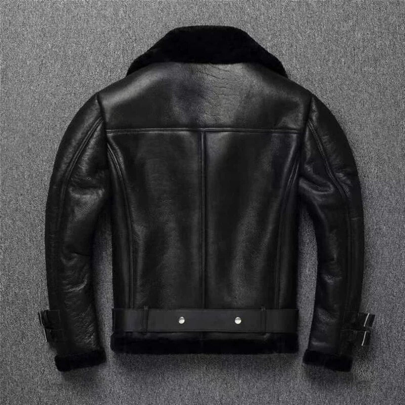 Deluxe Cashmere Real Leather Coat Genuine Leather Jacket (Black XS) - Jacket | Zavonix