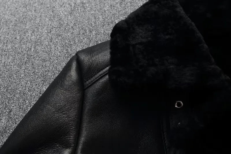 Deluxe Cashmere Real Leather Coat Genuine Leather Jacket (Black XS) - Jacket | Zavonix