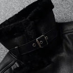 Deluxe Cashmere Real Leather Coat Genuine Leather Jacket (Black XS) - Jacket | Zavonix