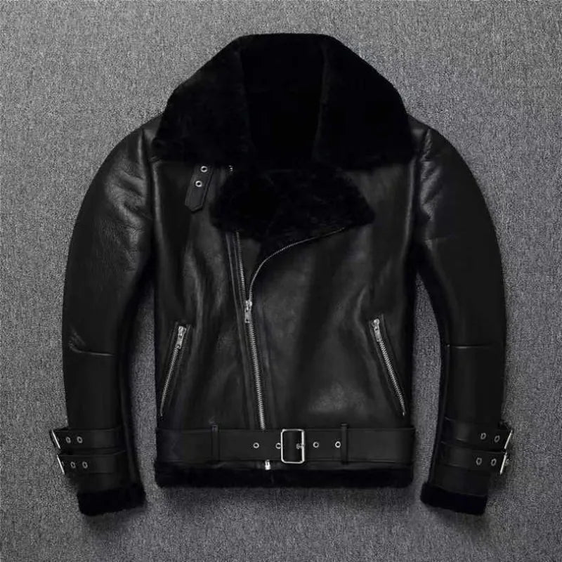 Deluxe Cashmere Real Leather Coat Genuine Leather Jacket (Black XS) - Jacket | Zavonix