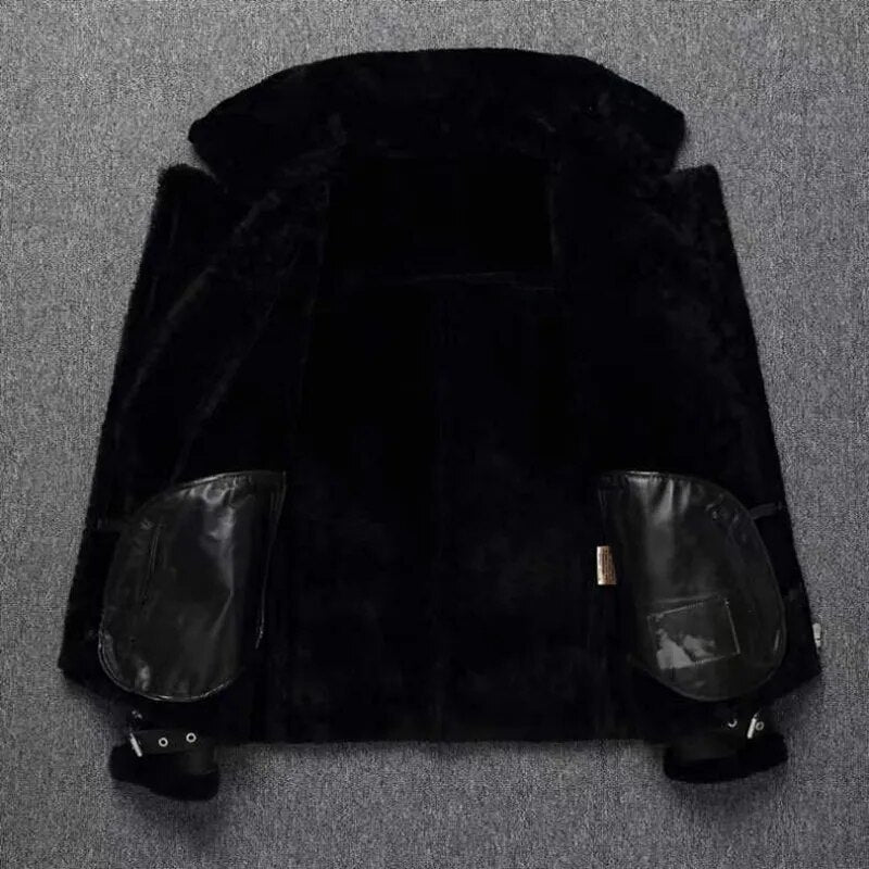 Deluxe Cashmere Real Leather Coat Genuine Leather Jacket (Black XS) - Jacket | Zavonix