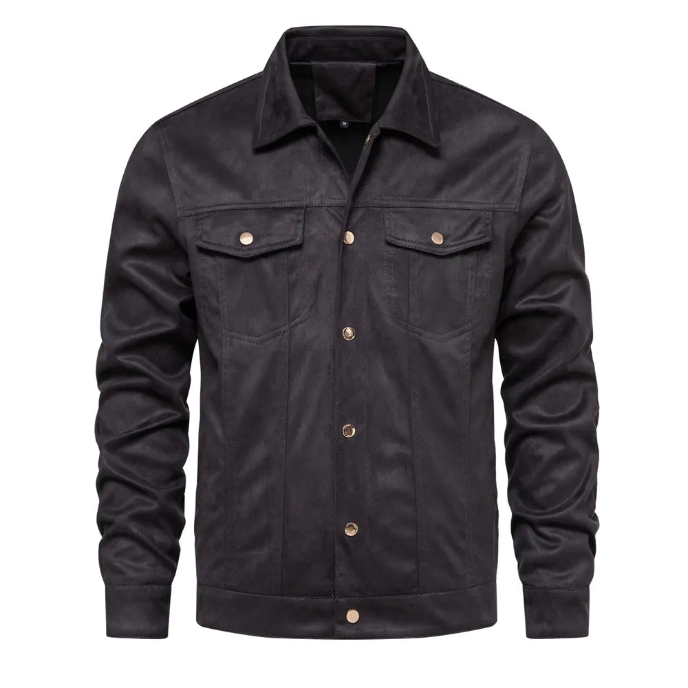 Deluxe Nubuck Coat Autumn Jacket (Dark Gray S) - Jacket | Zavonix