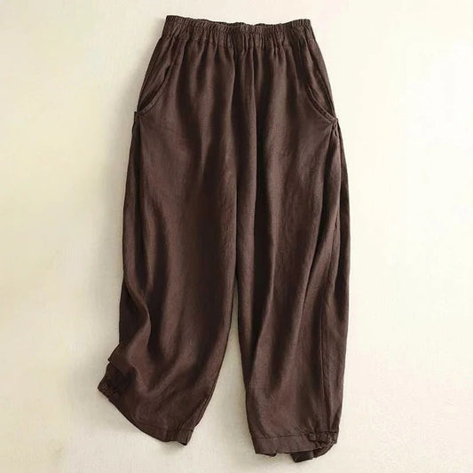 Liora Linen Pants — Breathable Casual Trousers with Gathered Waist