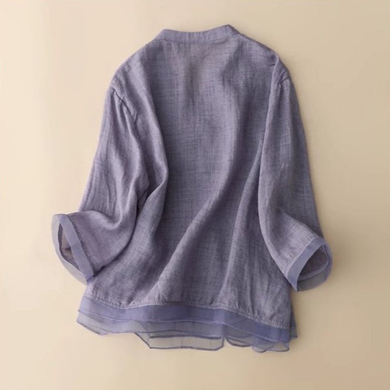 DIANA LINEN BLOUSE (Purple XS) - | Zavonix