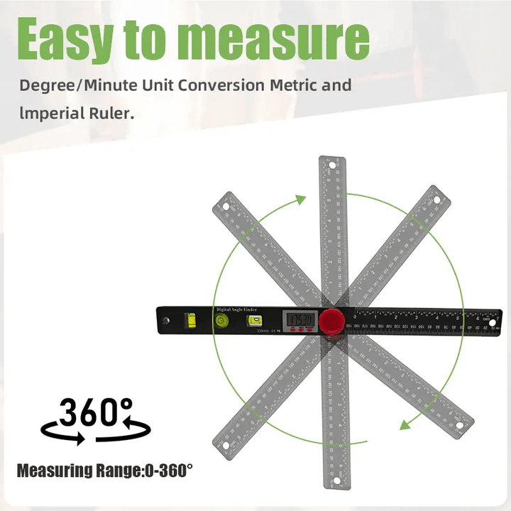 Digital Angle Measuring Ruler Protractor Level Tool Product Image 09