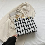 DivaQueen™ Elite Handbag - Luxury Handbag (White with Black Stripes ) - | Zavonix