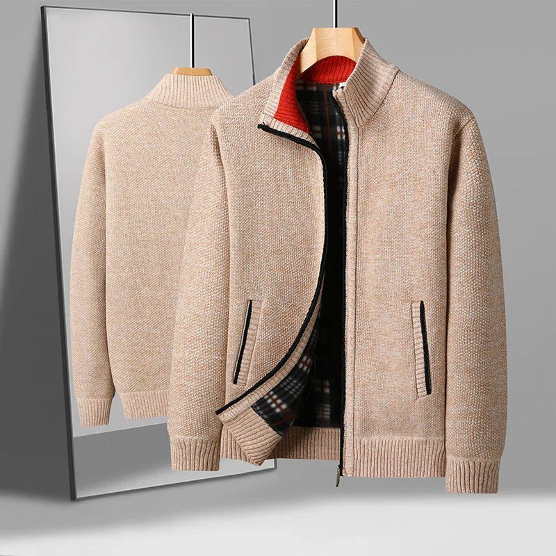 "Domenico" Full - Zip Knit Sweater (Black XS) - | Zavonix