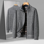 "Domenico" Full - Zip Knit Sweater (Light Gray XS) - | Zavonix