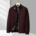 "Domenico" Full - Zip Knit Sweater (Wine Red XS) - | Zavonix