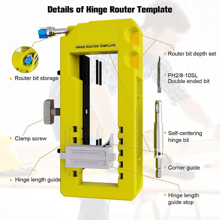 Door Hinge Routing Jig Adjustable Mortise Guide Product Image 05