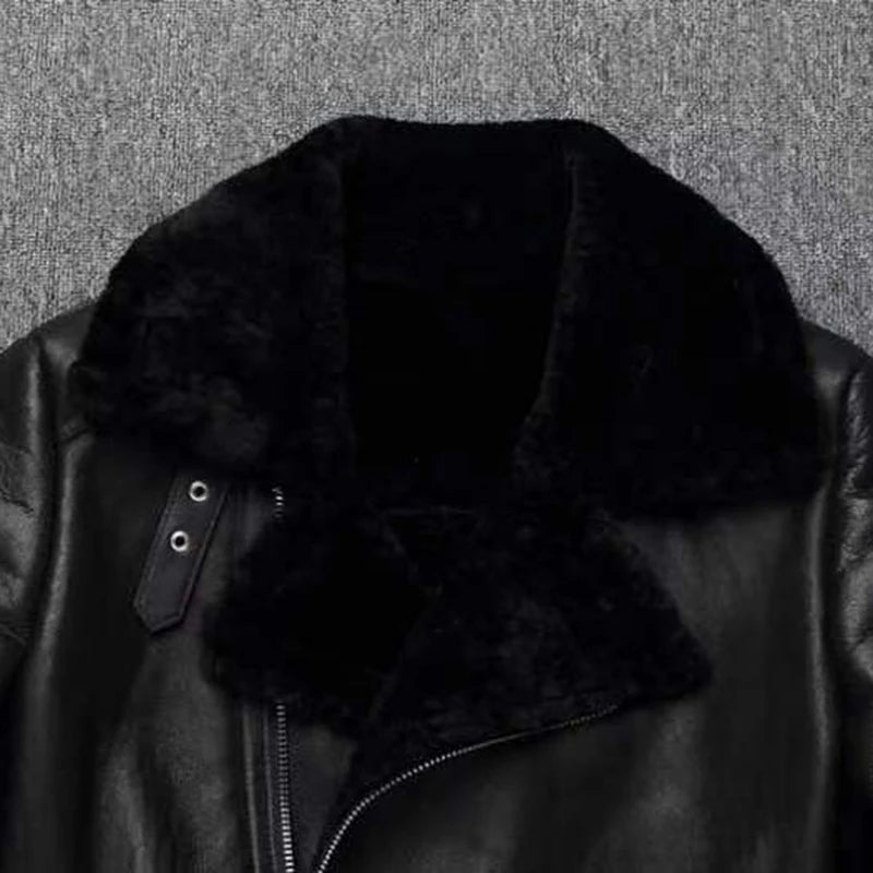 Deluxe Cashmere Real Leather Coat Genuine Leather Jacket (Black XS) - Jacket | Zavonix