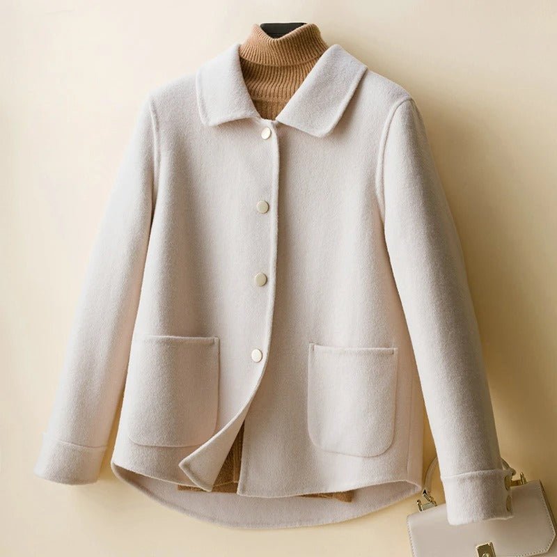 Double - Layered Wool Coat™ — Wrap Yourself in Irresistible Warmth & Unstoppable Confidence (Cream XS) - | Zavonix