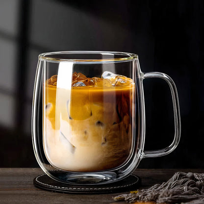 Double Walled Glass Coffee Cup – 450ml Insulated Coffee Mug for Hot Beverages 6