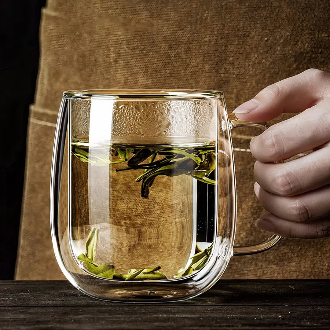 Double Walled Glass Coffee Cup – 450ml Insulated Coffee Mug for Hot Beverages 1