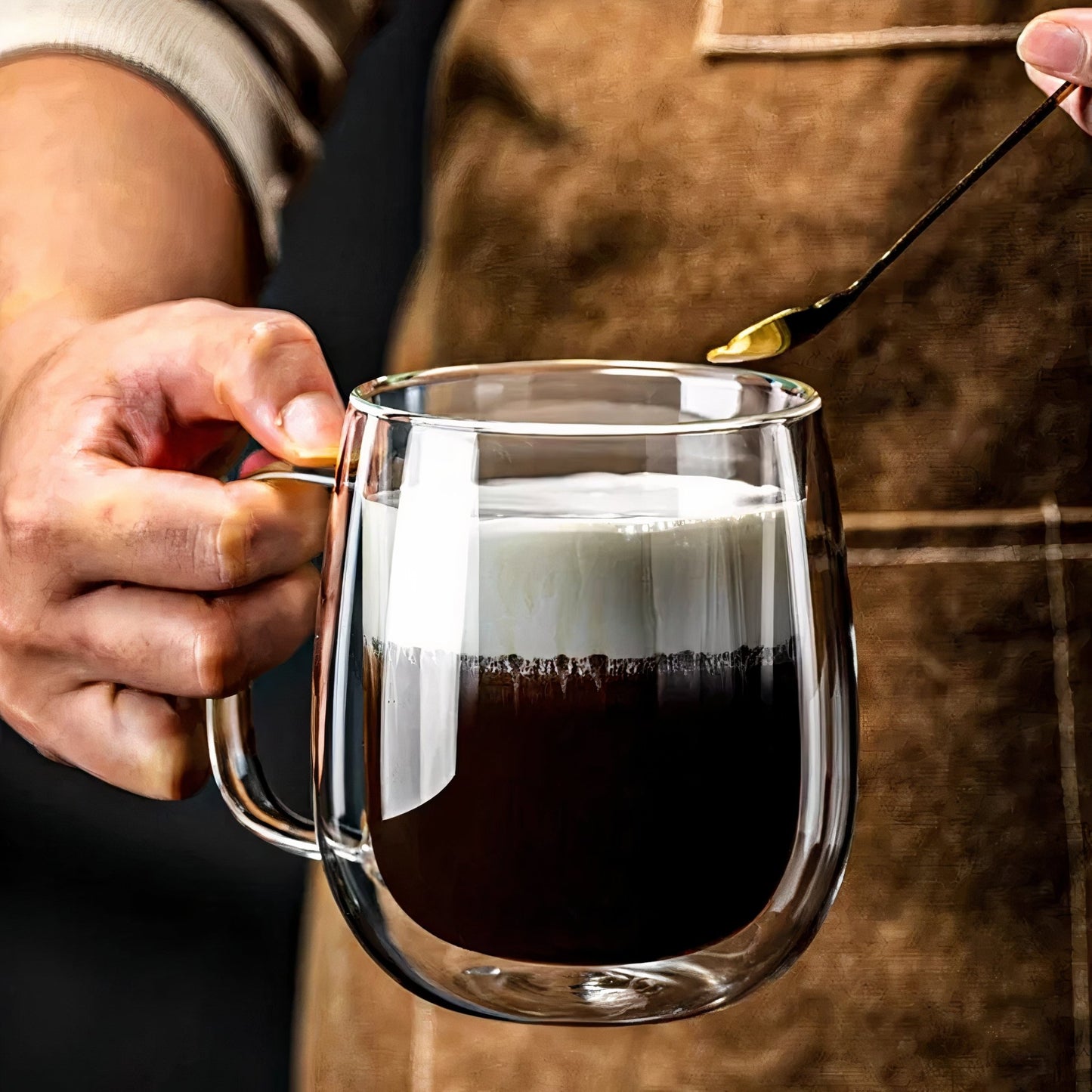 Double Walled Glass Coffee Cup – 450ml Insulated Coffee Mug for Hot Beverages 3