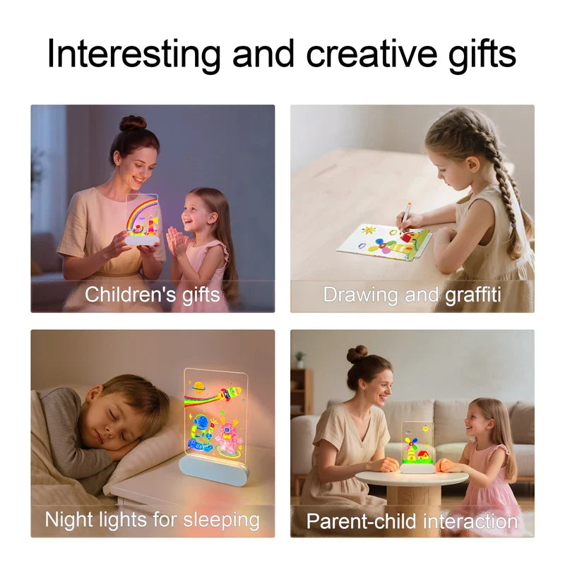 LED drawing board shown for drawing, bedtime lighting, and parent-child activities