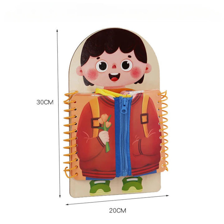 Dress-up activity book measurement graphic showing a width of 20 cm and height of 30 cm