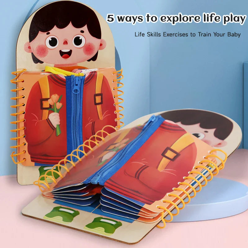 Character activity board displayed upright and lying flat with its layers fanned out