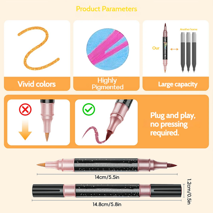 Marker measurement chart with capped and uncapped lengths and a no-press drawing guide