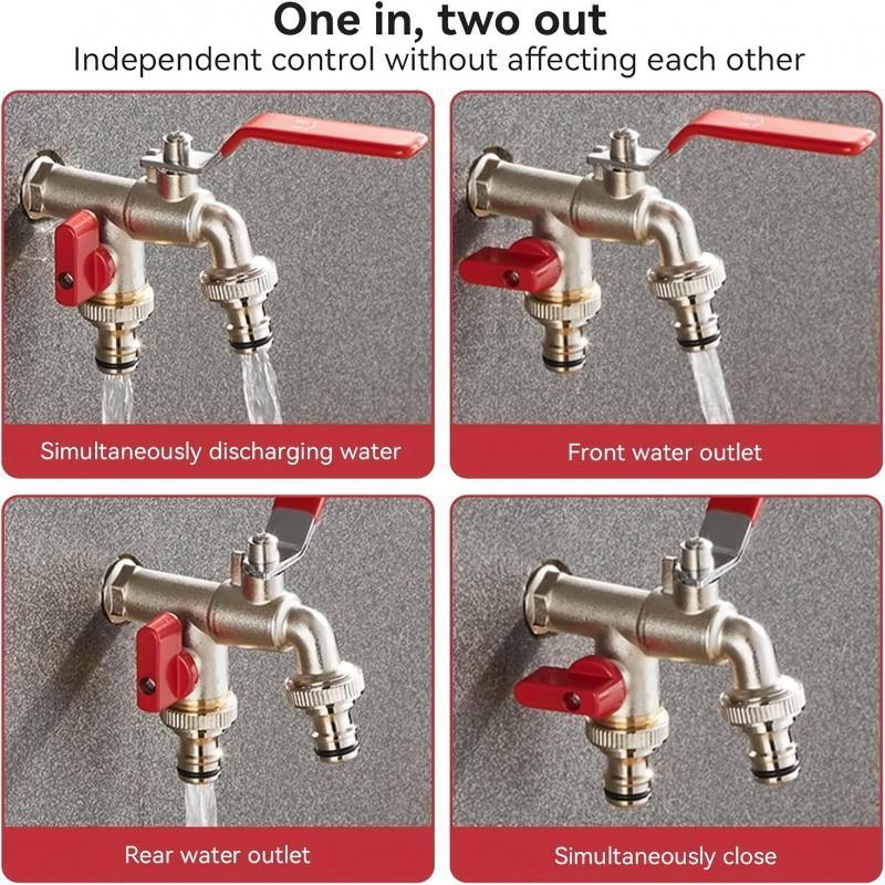 Dualflow Stainless Steel Two Outlet Garden Faucet Product Image 02