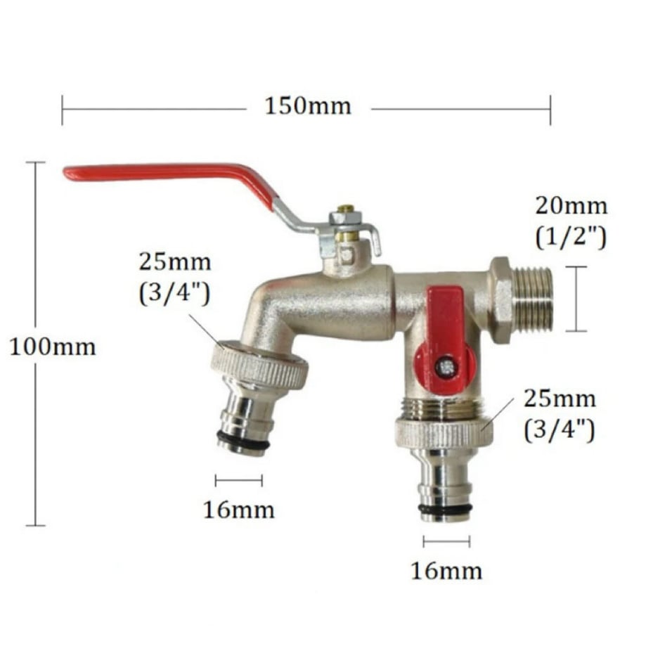 Dualflow Stainless Steel Two Outlet Garden Faucet Product Image 05