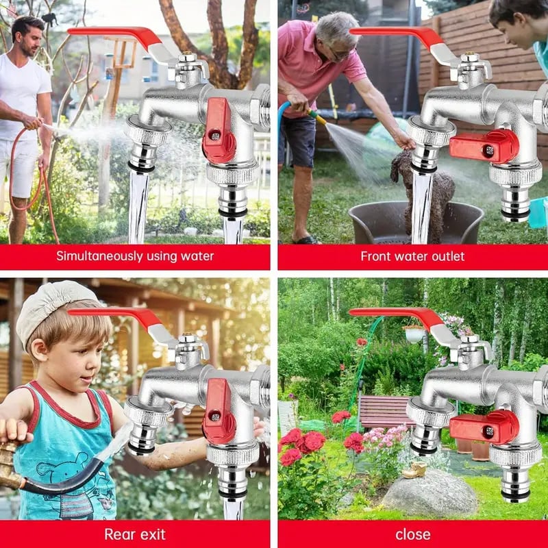 Dualflow Stainless Steel Two Outlet Garden Faucet Product Image 06