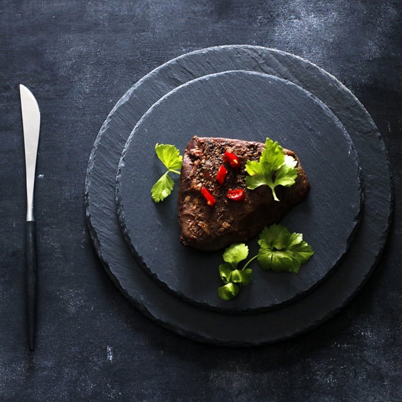 Durable Black Serving Plate for Hot & Cold Dishes – Eco-Friendly Slate-Inspired Design, Scratch-Resistant, Dishwasher Safe 5