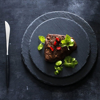 Durable Black Serving Plate for Hot & Cold Dishes – Eco-Friendly Slate-Inspired Design, Scratch-Resistant, Dishwasher Safe 0