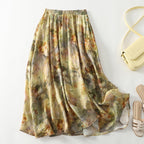 Maren — Hand-Painted Linen Skirt with Textured Natural Design
