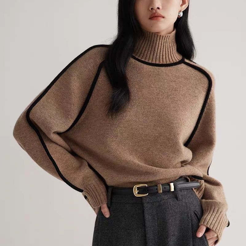 Soft Chainette Knit Turtleneck Sweater with Cashmere Blend for Comfort