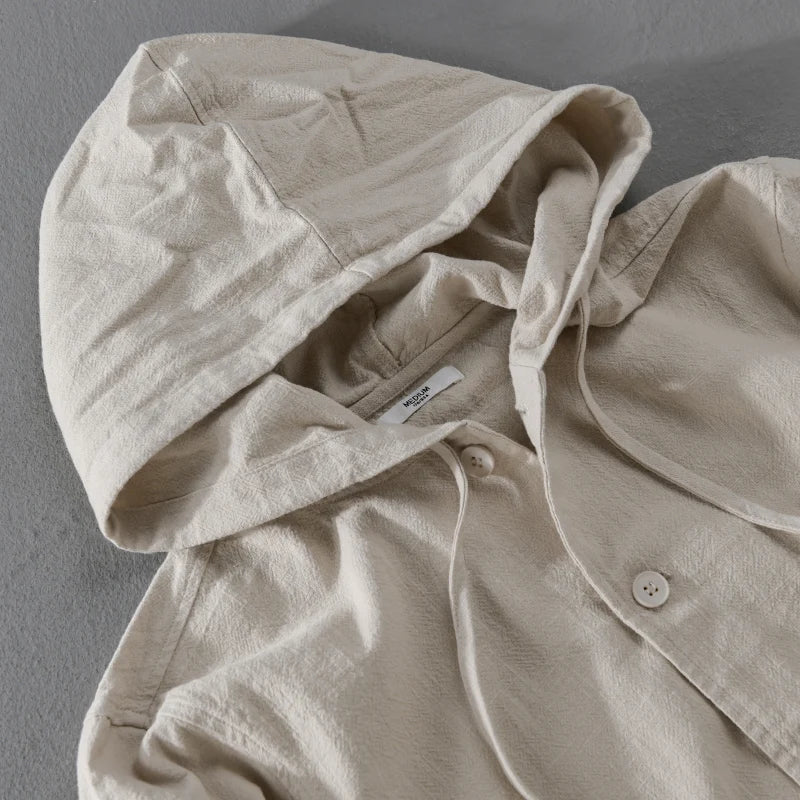 Lightweight Cotton-Linen Blend Hoodie with Breathable, Soft Texture
