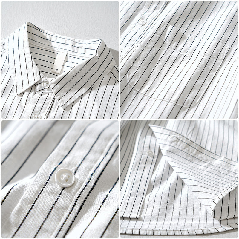 Arlen — Men's Linen Shirt with Soft Vertical Stripes and Tailored Fit