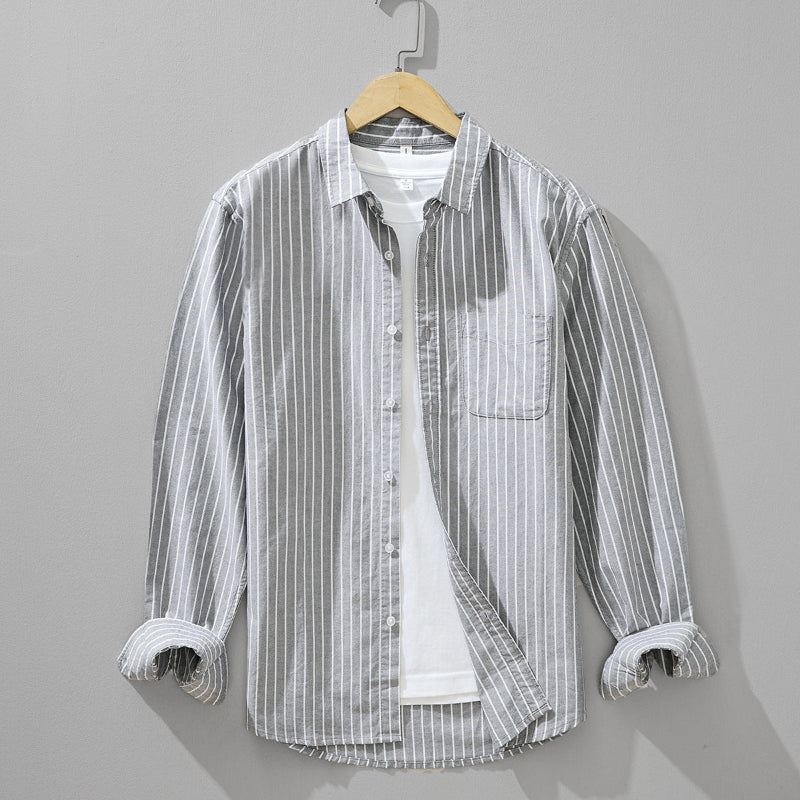 Arlen — Men's Linen Shirt with Soft Vertical Stripes and Tailored Fit